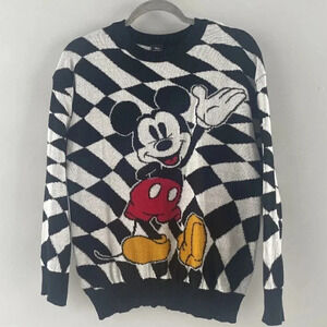 Disney Mickey Mouse Womans Sweater Black & White Graphic Size XS